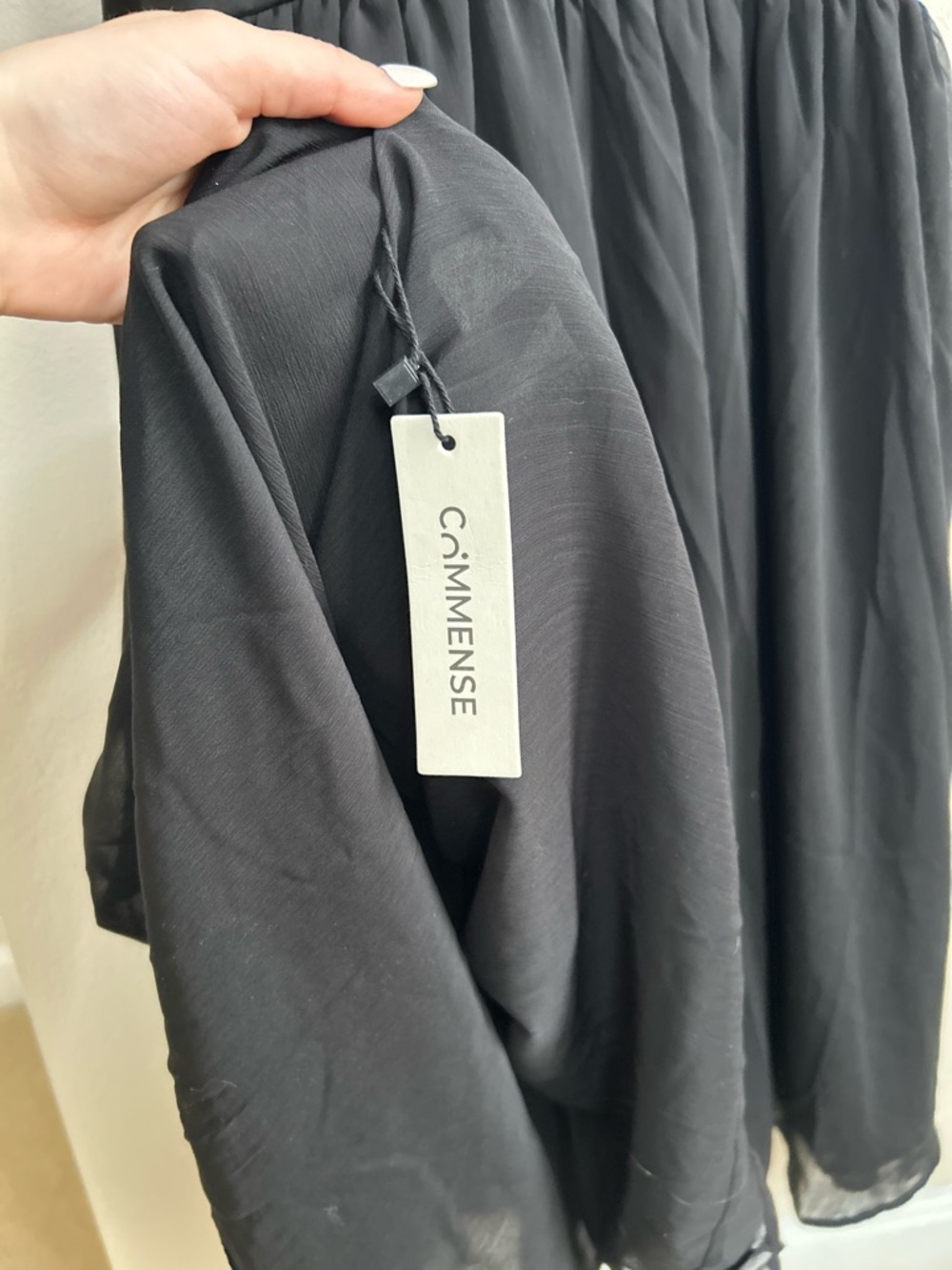 NWT Commense Black Ruffled Detail Ruched-Front Sleeveless Maxi Dress Size S - Picture 13 of 16